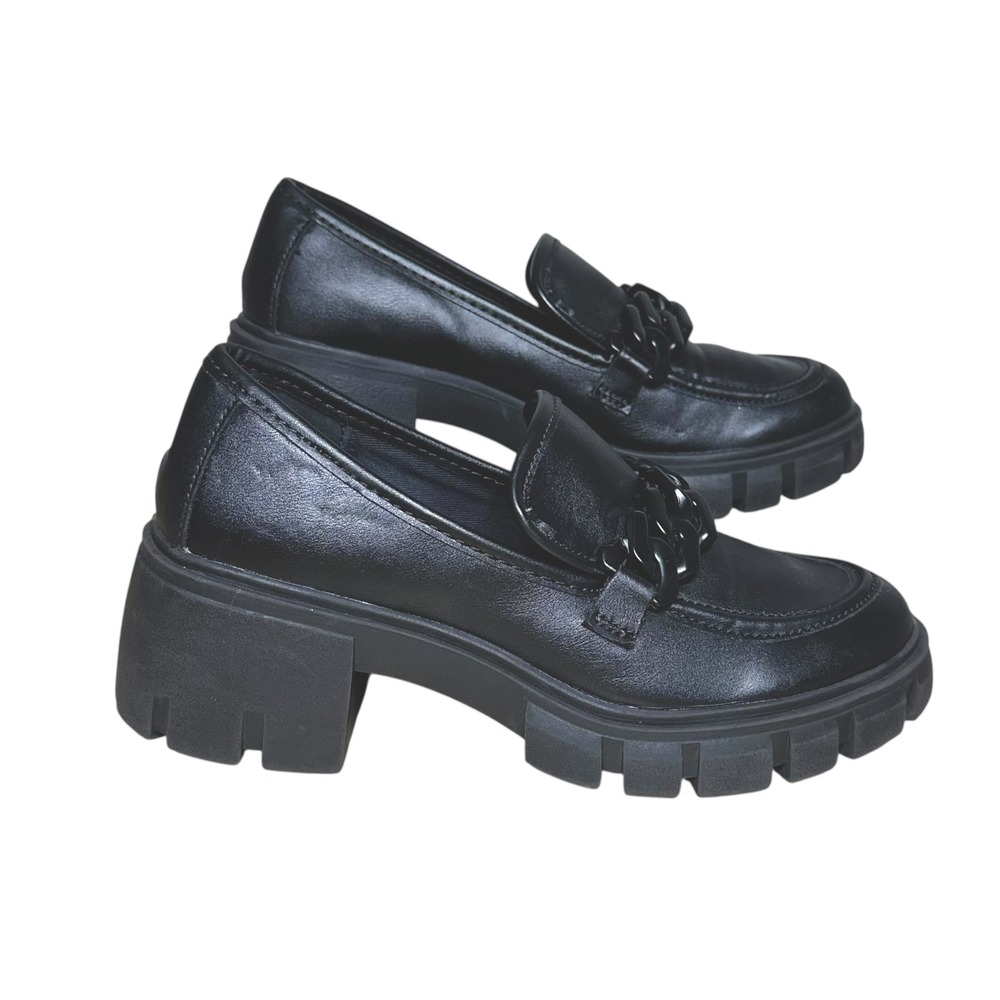 Madden Girl‎ Hoxtonn Black Chunky Platform Lug Sole Chain Loafers HOXT02J1 7M - Picture 9 of 9
